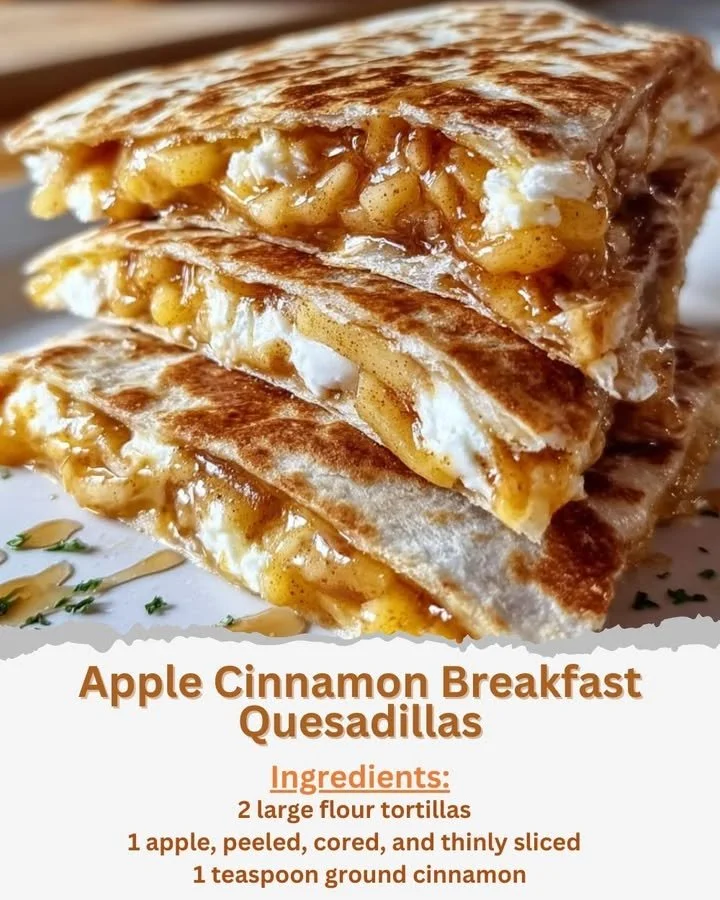 Apple cinnamon breakfast quesadillas served on a plate