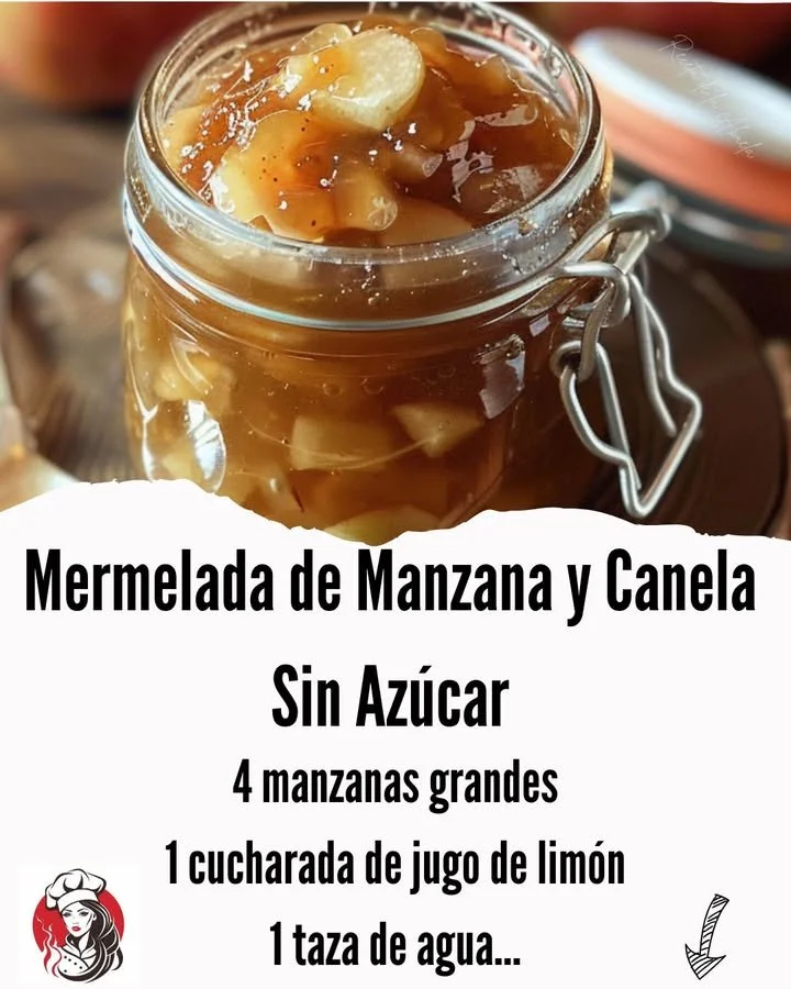 Homemade Apple Cinnamon Jam Without Sugar in a jar with fresh apples and cinnamon sticks.