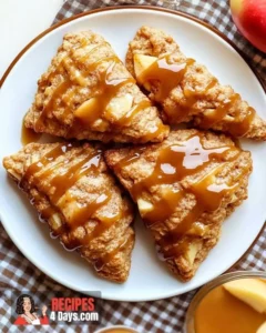 Freshly baked apple cinnamon scones on a wooden table