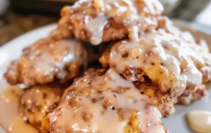 Freshly made apple fritters dusted with powdered sugar