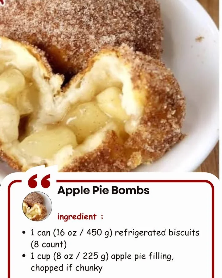 Delicious apple pie bombs filled with spiced apple filling and flaky crust.