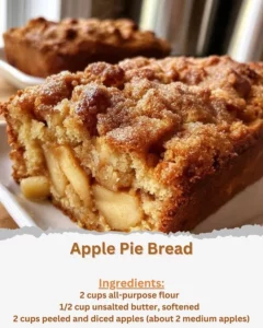 Freshly baked apple pie bread with apples and cinnamon spices