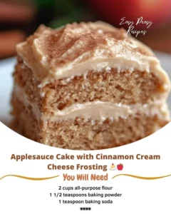 Delicious Applesauce Cake with Cinnamon Cream Cheese Frosting on a plate