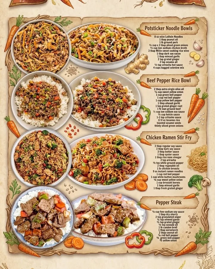 Delicious Asian Inspired Dinner featuring vibrant dishes and fresh ingredients.