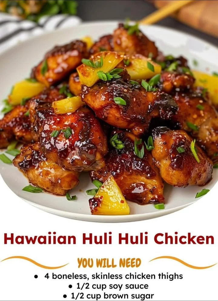 Deliciously grilled authentic Hawaiian Huli Huli Chicken on a platter