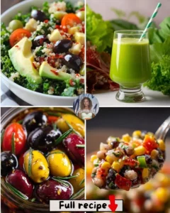 Avocado, Quinoa, and Olive Power Salad served in a bowl for a healthy meal
