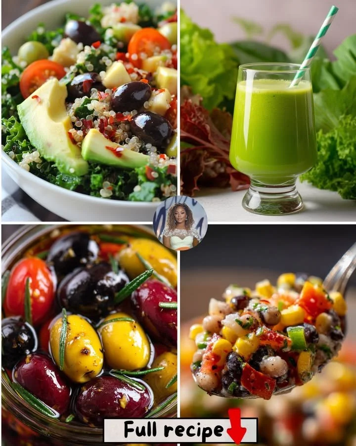 Avocado, Quinoa, and Olive Power Salad served in a bowl for a healthy meal