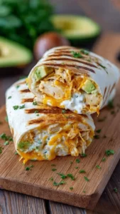 Avocado Ranch Chicken Burrito Wraps on a plate