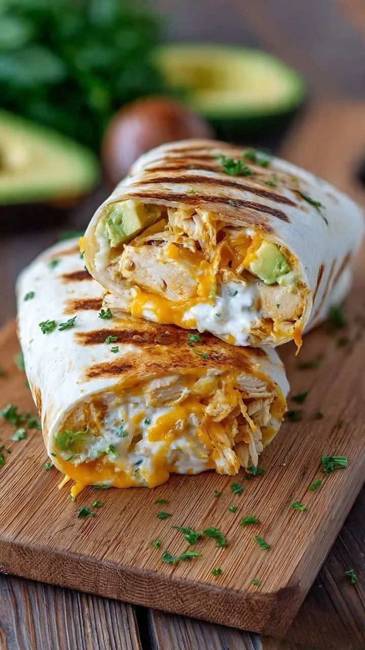 Avocado Ranch Chicken Burrito Wraps