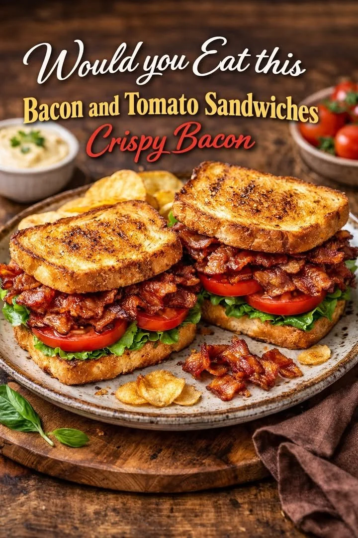 A crispy bacon and juicy tomato sandwich garnished with lettuce on toasted bread