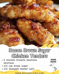 Delicious Bacon Brown Sugar Chicken Tenders served on a plate