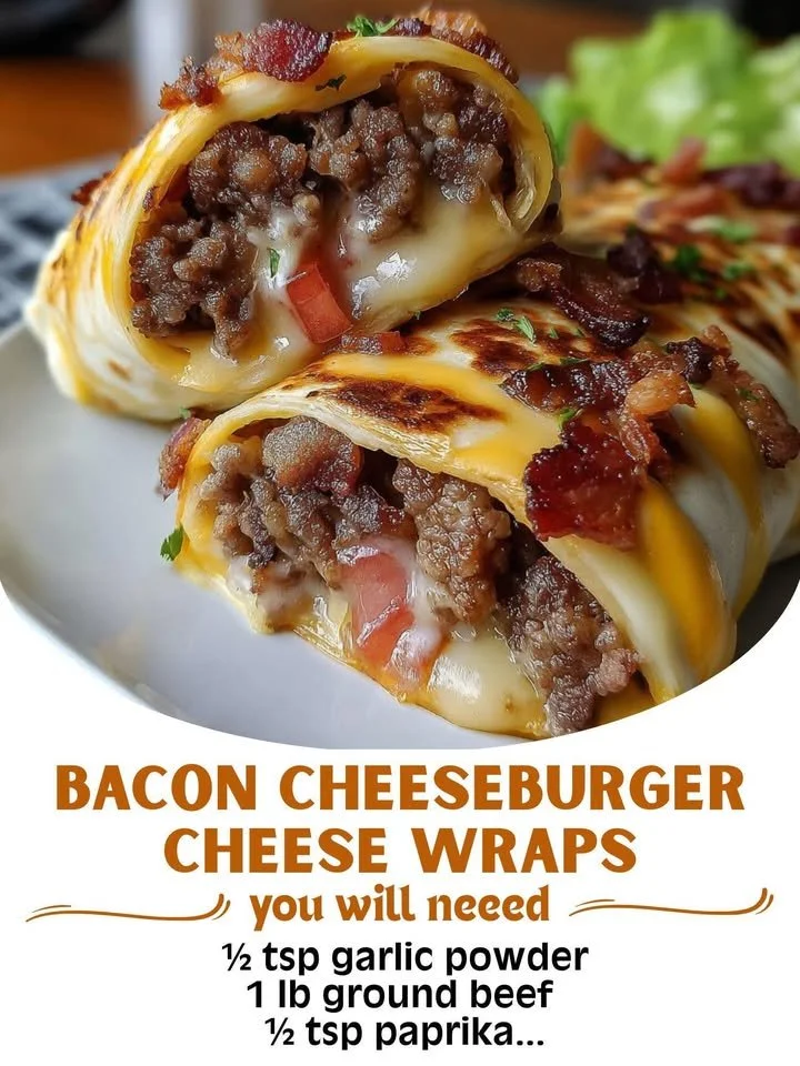 Bacon Cheeseburger Cheese Wraps made with juicy bacon and melted cheese.