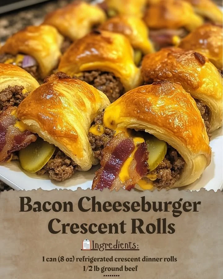 Bacon cheeseburger crescent rolls served on a plate