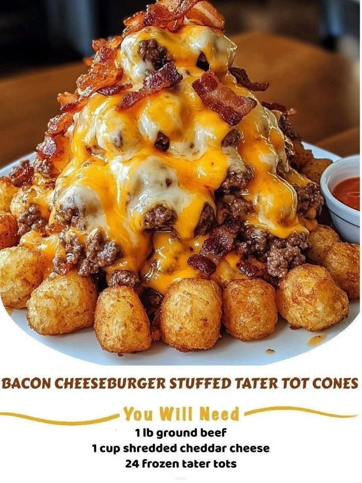 Bacon Cheeseburger Stuffed Tater Tot Cones