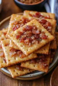Delicious bacon crack snack recipe with crispy bacon and sweet toppings