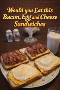 Delicious bacon egg cheese sandwiches stacked for a hearty breakfast