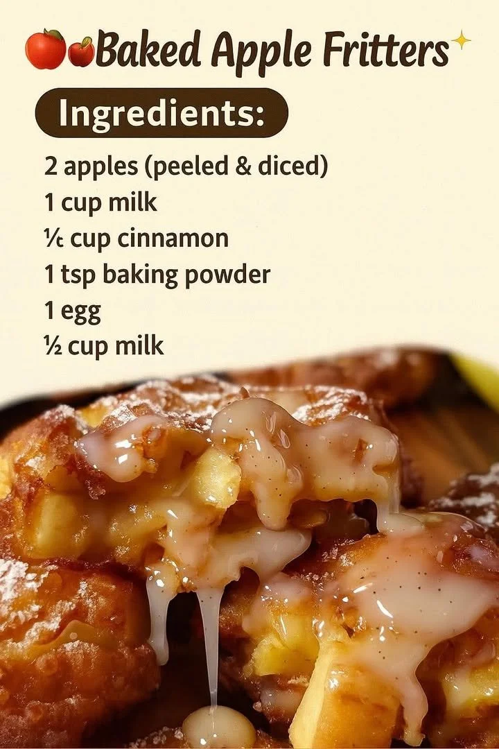 Delicious baked apple fritters with a golden crust and apple chunks