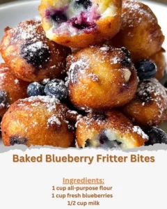 Delicious baked blueberry fritter bites served on a plate
