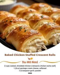 Baked chicken stuffed crescent rolls served on a plate