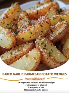 Baked garlic parmesan potato wedges seasoned to perfection