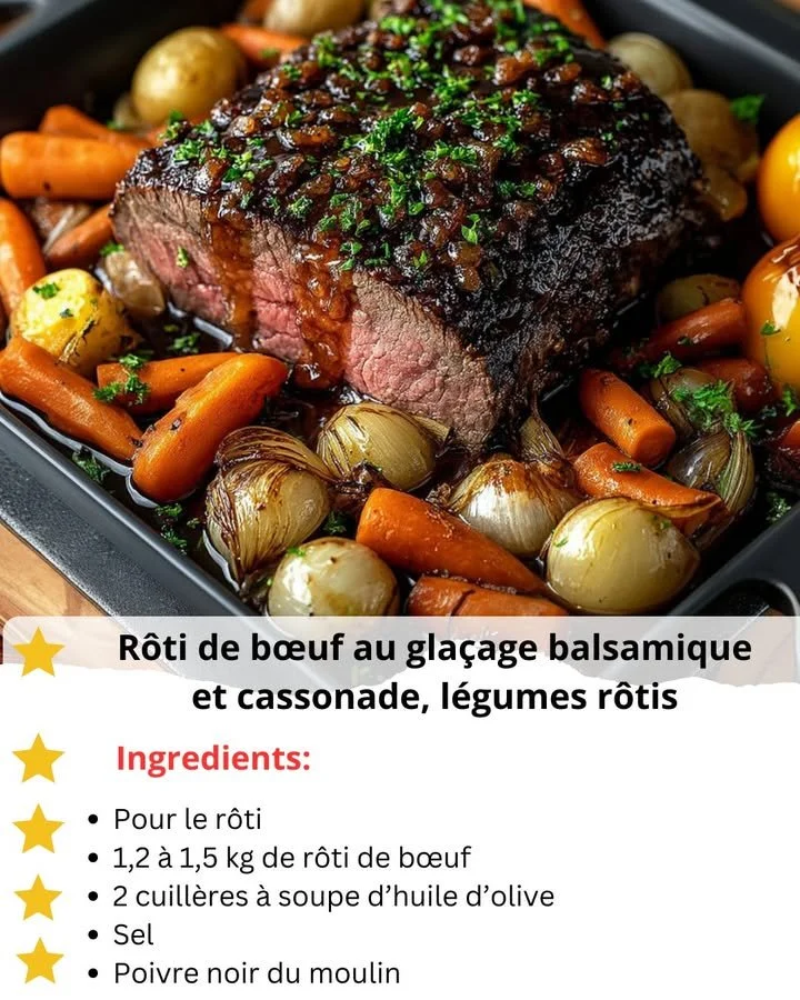 Balsamic and Brown Sugar Glazed Roast Beef dinner dish