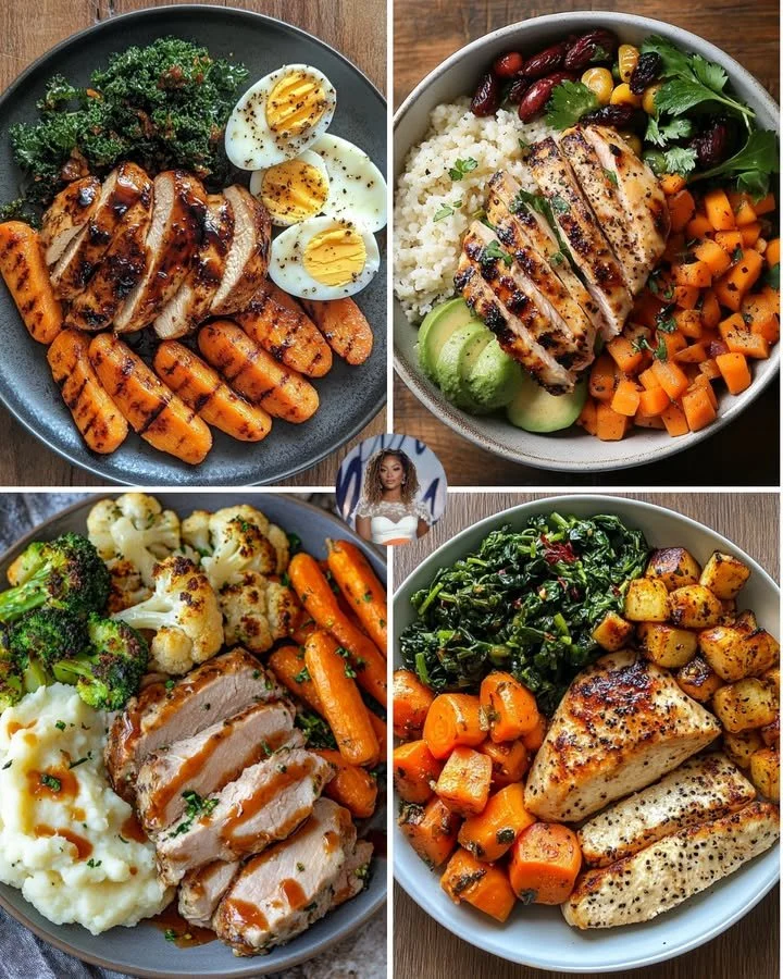 Balsamic Glazed Chicken served with roasted root vegetables on a plate