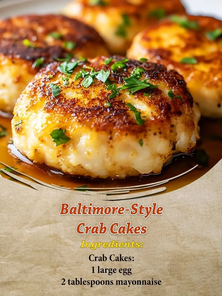 Delicious Baltimore-style crab cakes served with a side of lemon and herbs