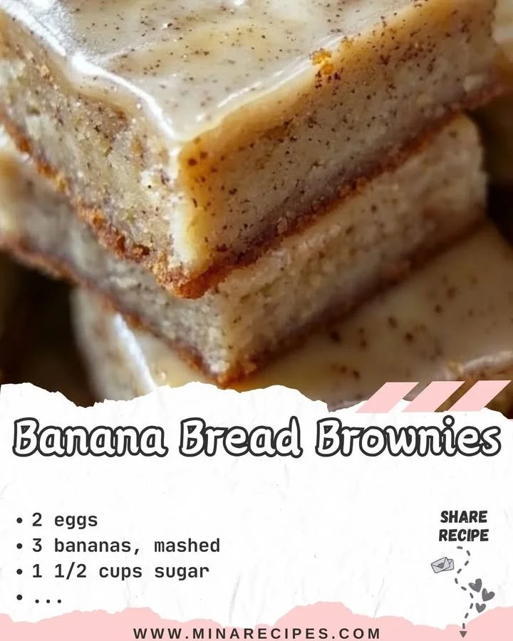 Delicious banana bread brownies topped with chocolate and walnuts