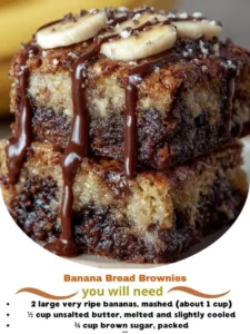 Delicious banana bread brownies ready to be served on a plate