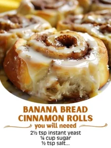 Delicious Banana Bread Cinnamon Rolls served on a plate with a cinnamon glaze