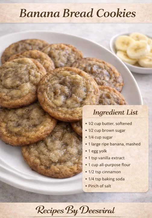 Delicious homemade Banana Bread Cookies on a plate