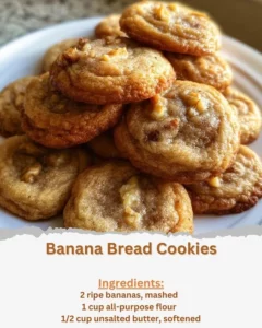 Delicious homemade banana bread cookies on a rustic wooden background