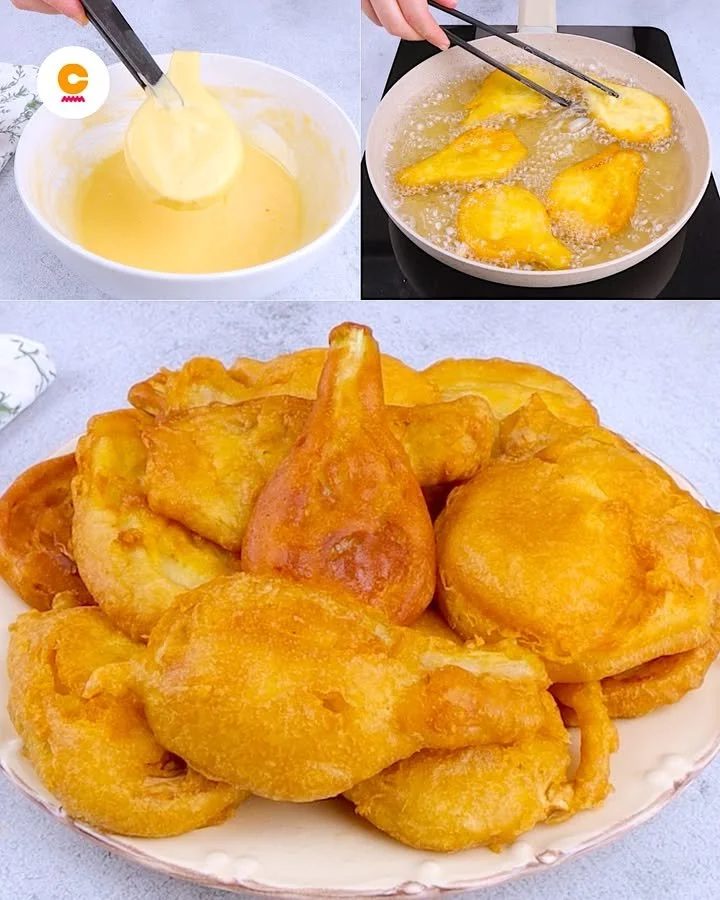 Golden battered fennel on a plate, showcasing a crispy exterior and vibrant color.