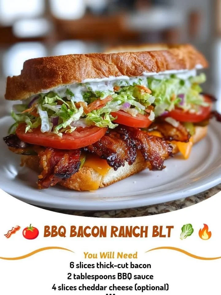 Delicious BBQ Bacon Ranch BLT sandwich with crispy bacon and fresh ingredients