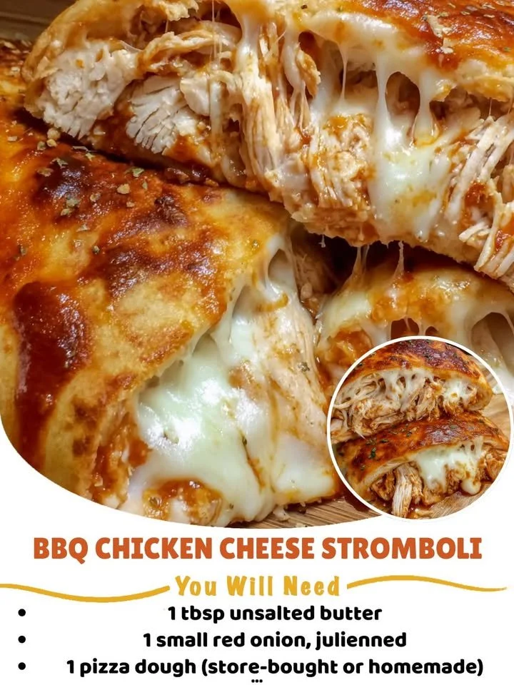 Delicious BBQ Chicken Cheese Stromboli filled with chicken, cheese, and BBQ sauce