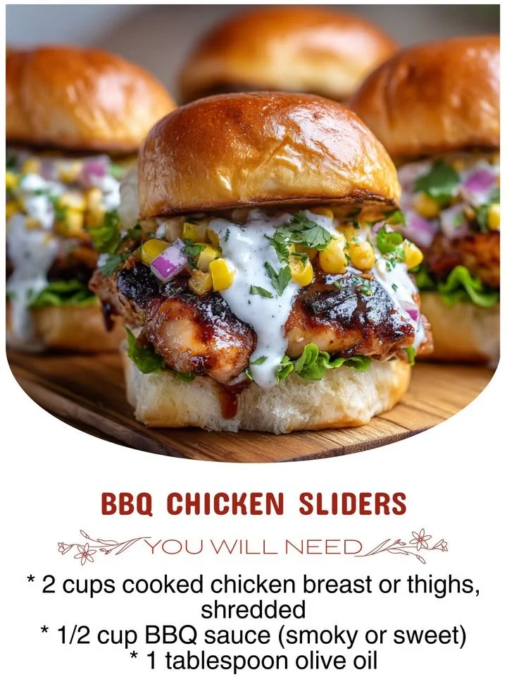 Savory BBQ Chicken Sliders served on a platter
