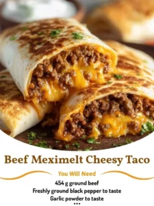 Delicious Beef Meximelt Cheesy Taco with melted cheese and seasoned beef