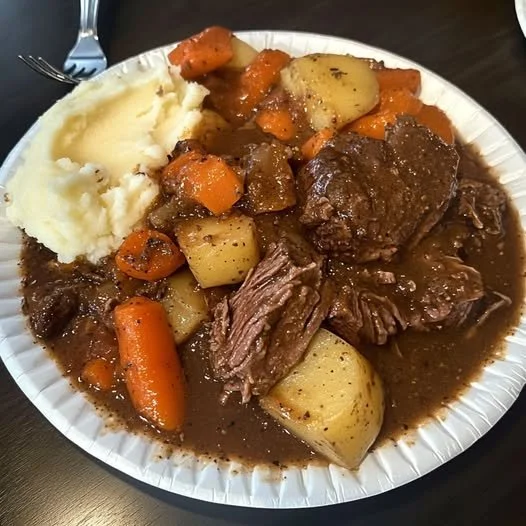 Beef Pot Roast with Potatoes and Mashed Potatoes