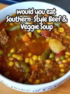 Delicious bowl of beef stew with vegetables and herbs