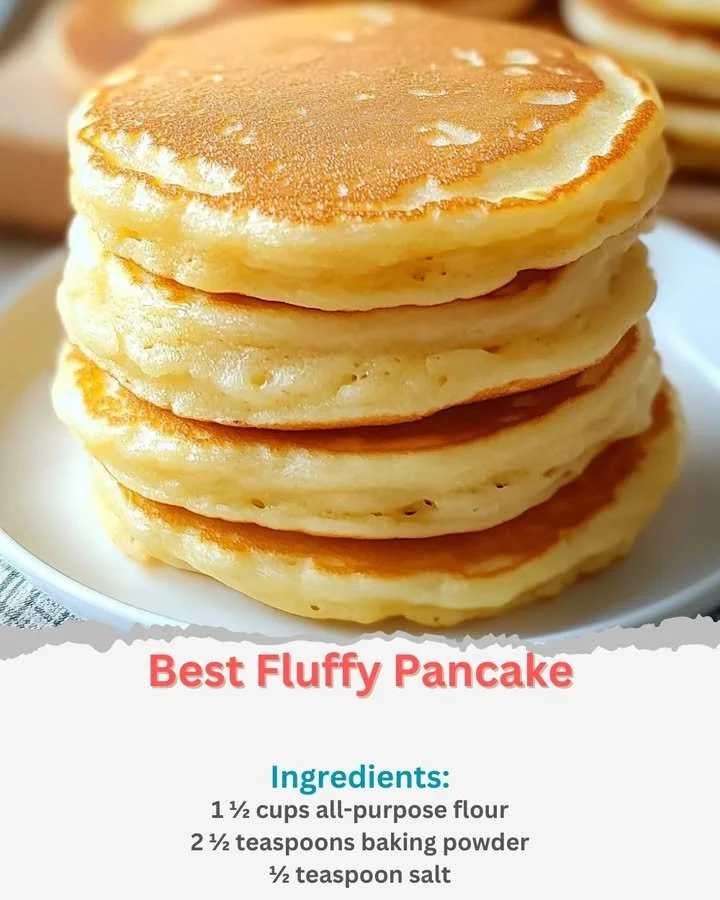 Delicious stack of fluffy pancakes topped with syrup and berries