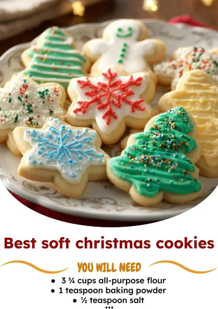 Deliciously soft Christmas cookies arranged on a festive table.