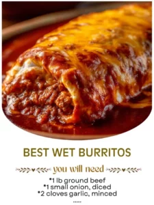 Delicious wet burritos topped with savory sauce and fresh ingredients