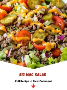 Big Mac Salad featuring fresh ingredients and toppings for a healthier choice.