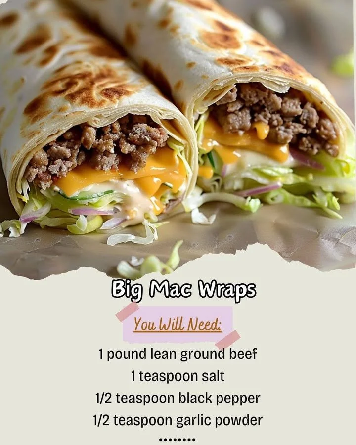 Big Mac Wraps featuring all the classic Big Mac ingredients in a flavorful wrap