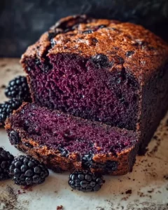 Freshly baked blackberry bread with juicy blackberries and a golden crust