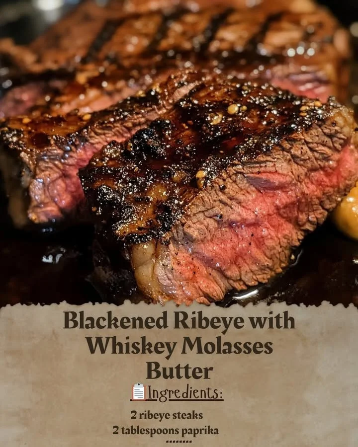 Blackened Ribeye with Whiskey Molasses Butter