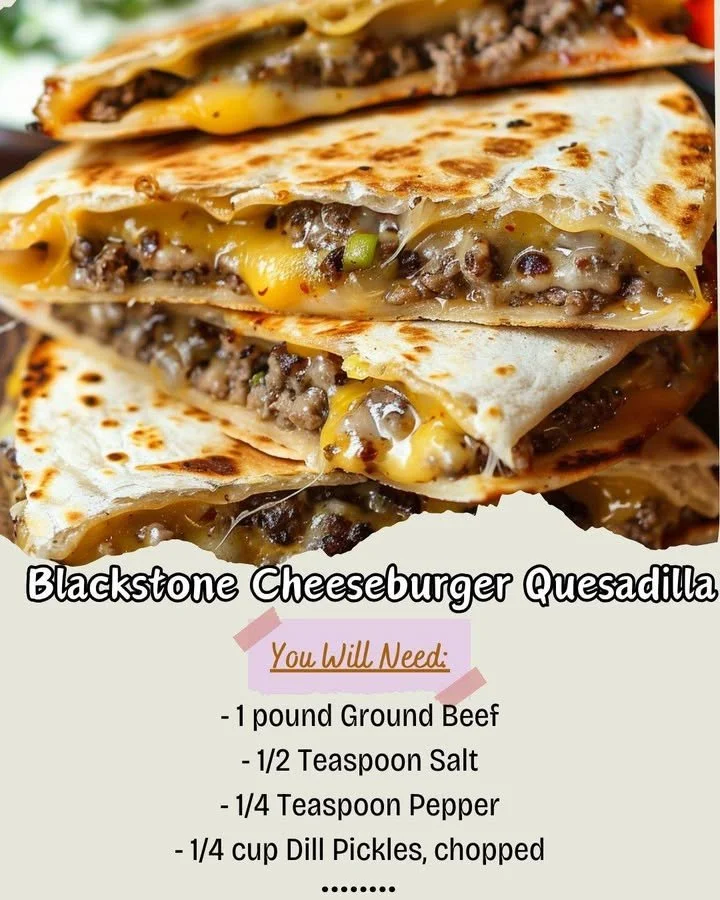 Delicious Blackstone cheeseburger quesadilla ready to be served