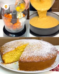 Deliciously moist blended cake topped with fresh berries