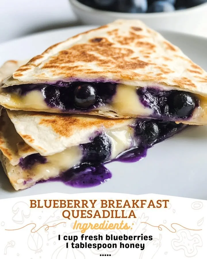 Delicious blueberry quesadilla served on a plate for breakfast
