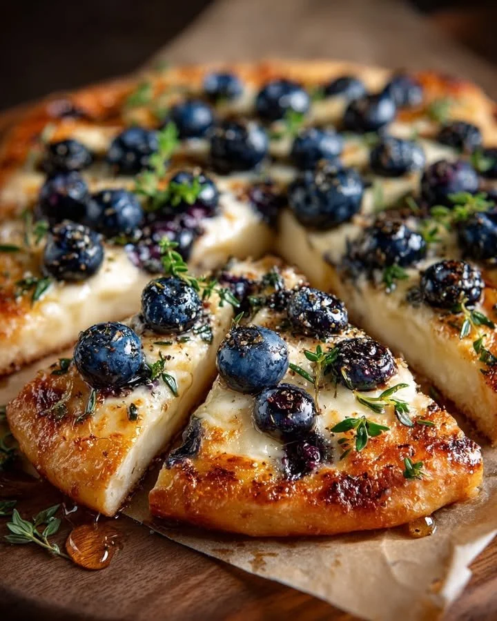 Blueberry, Brie & Thyme Flatbread with Honey